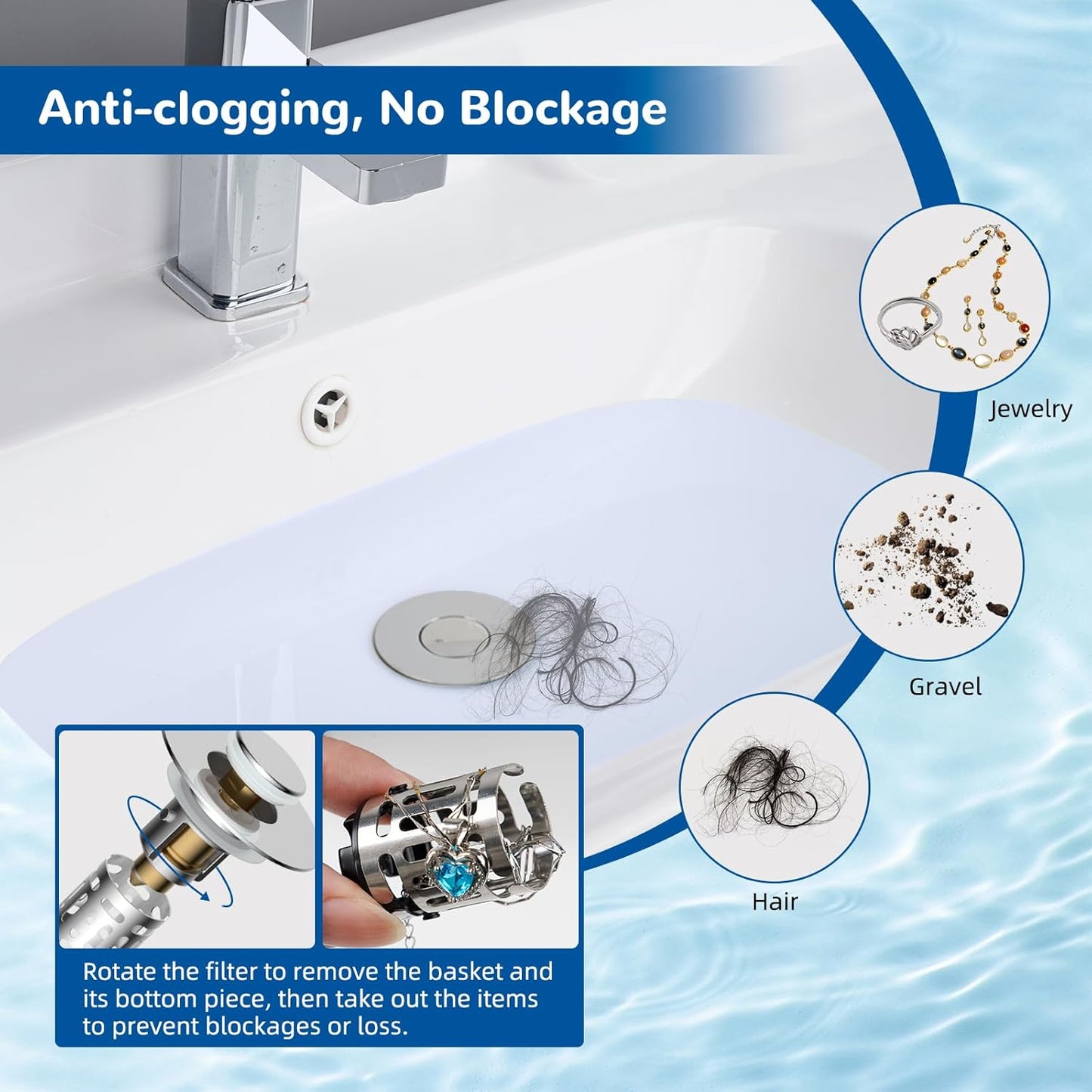 Upgraded 3 in 1 Bathroom and Kitchen Sink Drain Strainer