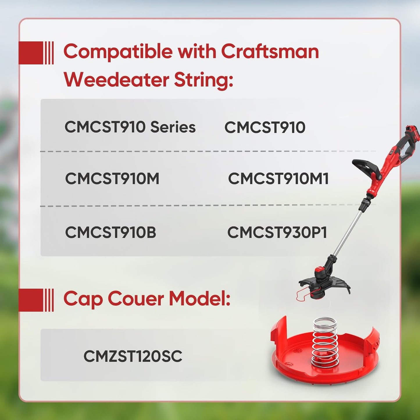 8 Pack CMZST0803 CMZST080 Weed Eater String and 4 Pcak CMZST120SC String Trimmer Spool Cap Compatible with Craftsman Weed Wacker