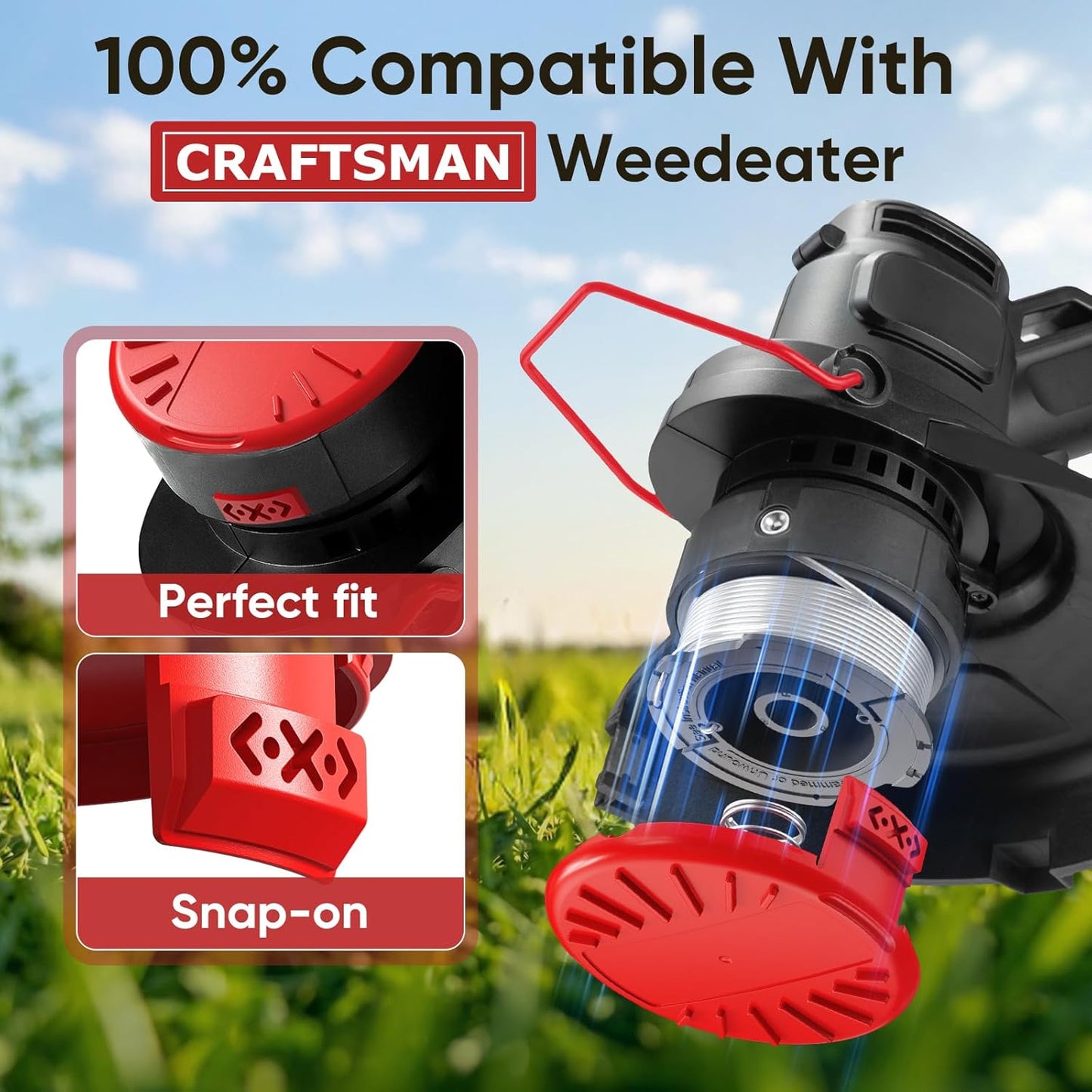 20 Pack CMZST0803 CMZST080 Weed Eater String and 4 Pcak CMZST120SC String Trimmer Spool Cap Compatible with Craftsman Weed Wacker