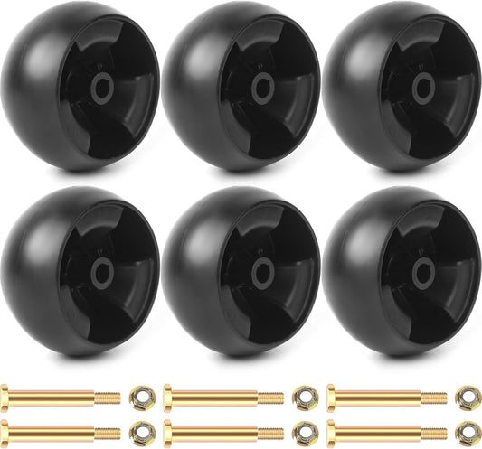 (6 Pack) Replacement 5" Mower Deck Wheels Kit, Compatible with MTD Cub Cadet 734-04155 Toro 112-0677 72-025 210-275 Craftsman 42" 46" 48" 50" 54" Deck Gauge Wheel, with Bolts and Lock Nuts