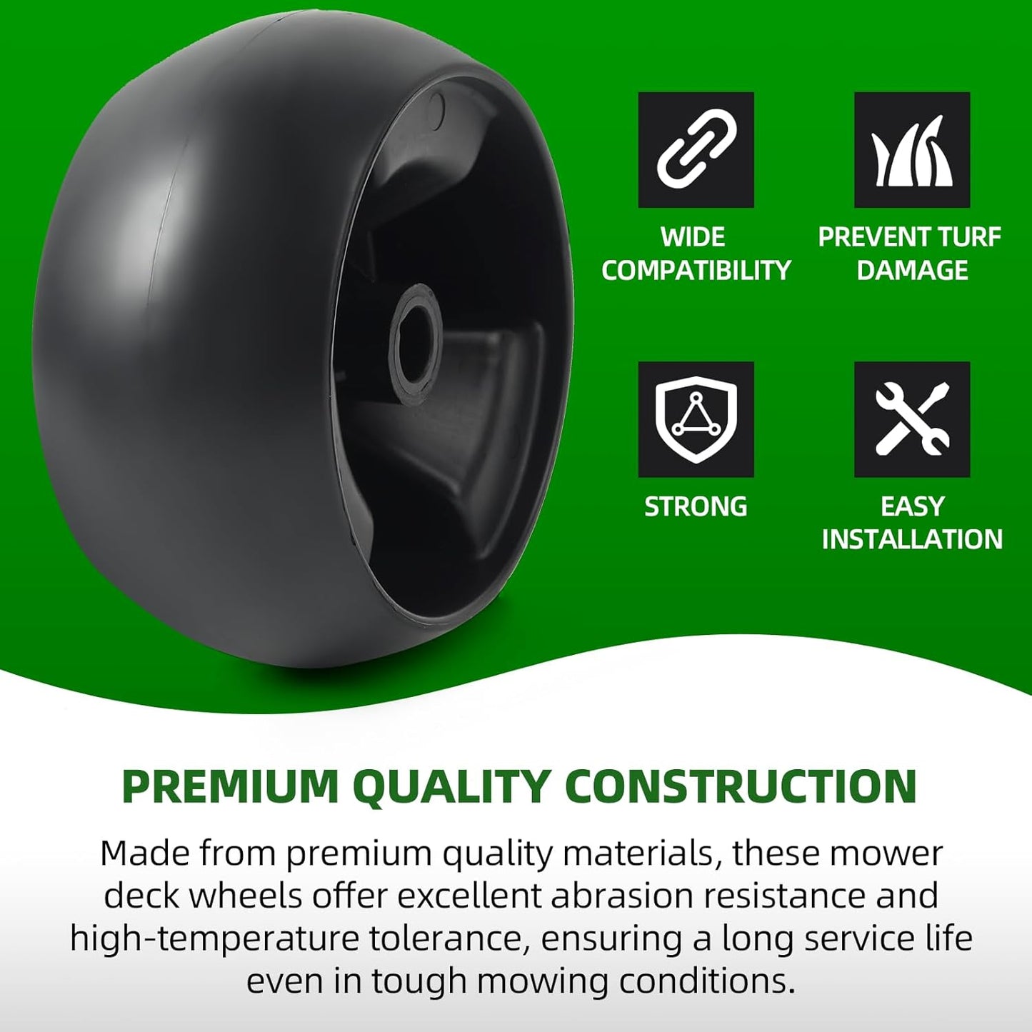 (6 Pack) Replacement 5" Mower Deck Wheels Kit, Compatible with MTD Cub Cadet 734-04155 Toro 112-0677 72-025 210-275 Craftsman 42" 46" 48" 50" 54" Deck Gauge Wheel, with Bolts and Lock Nuts