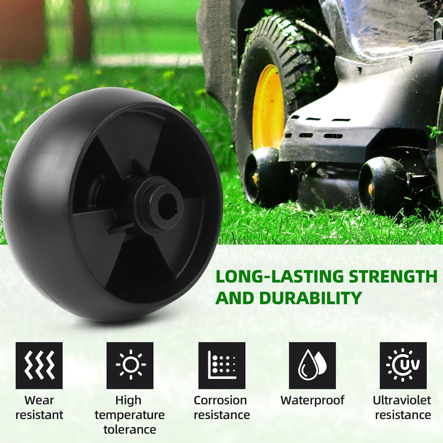 (6 Pack) Replacement 5" Mower Deck Wheels Kit, Compatible with MTD Cub Cadet 734-04155 Toro 112-0677 72-025 210-275 Craftsman 42" 46" 48" 50" 54" Deck Gauge Wheel, with Bolts and Lock Nuts