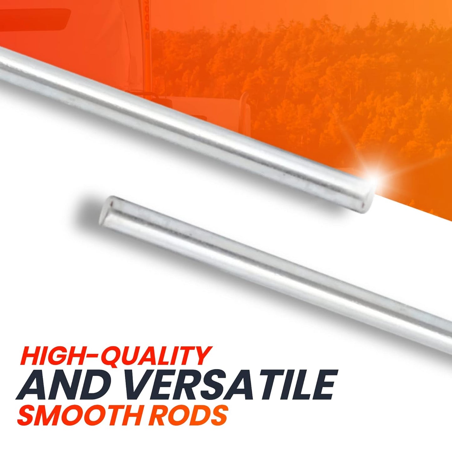 (2+4 Pack) 1/2" x 36" Zinc Plated Steel Rods and 1/2" Bore Solid Steel Shaft Collars,