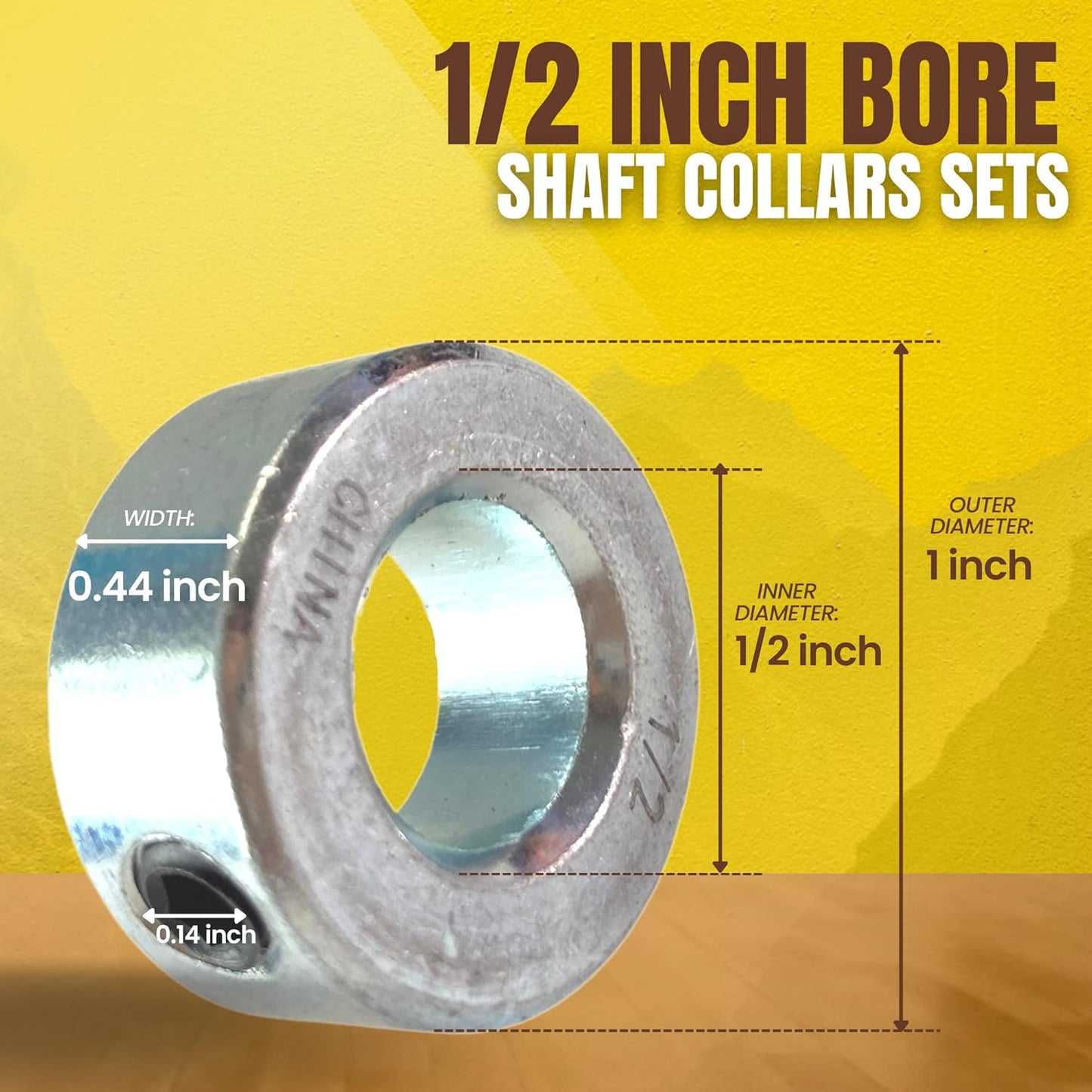 (2+4 Pack) 1/2" x 36" Zinc Plated Steel Rods and 1/2" Bore Solid Steel Shaft Collars,