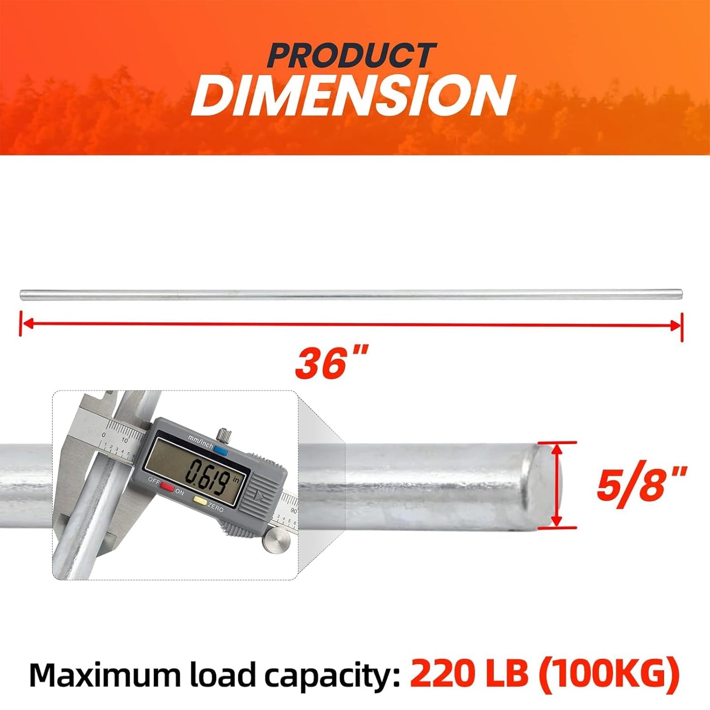 (2+4 Pack) 5/8" x 36" Zinc Plated Steel Rods and 5/8" Bore Solid Steel Shaft Collars