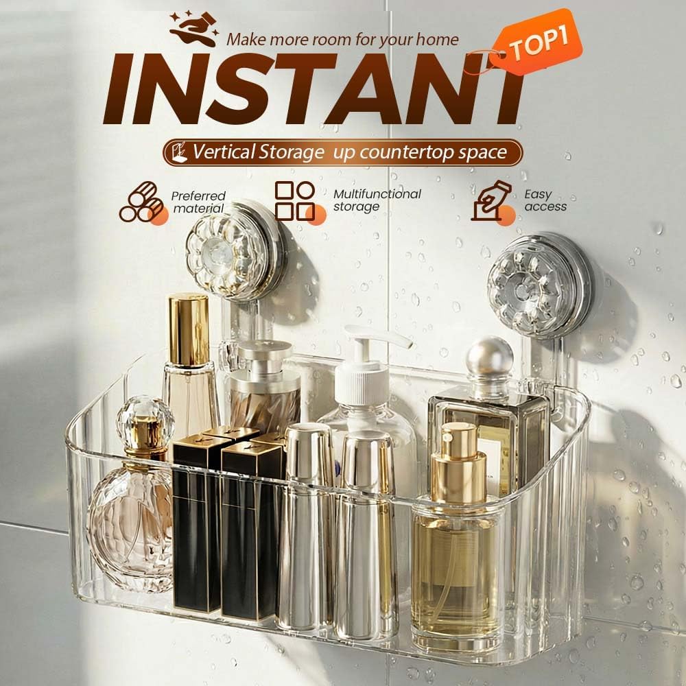Bathroom Suction Storage Box, 2026 New No-Drill Large Capacity Strong