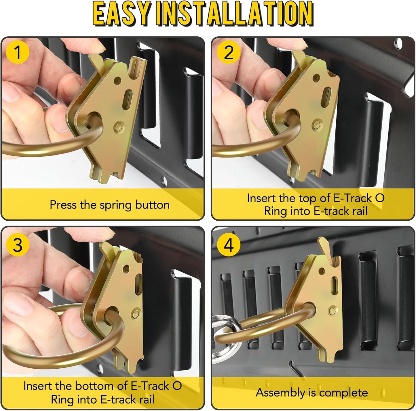 20pcs Steel E-Track O Ring Tie-Down Anchors, Secure Cargo in Enclosed/Flatbed