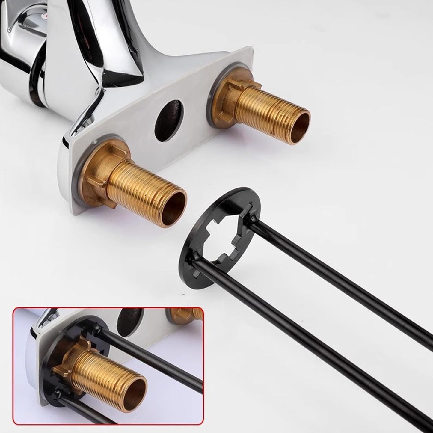 2 Pcs Four-jaw Hex Wrench, Basin Wrench Set,Tight Spaces Maintenance Installation Removal Faucet Tools, for Kitchen Bathroom Screws & Threads, Incompatible for Moen, , MasterFlow, Non-generic
