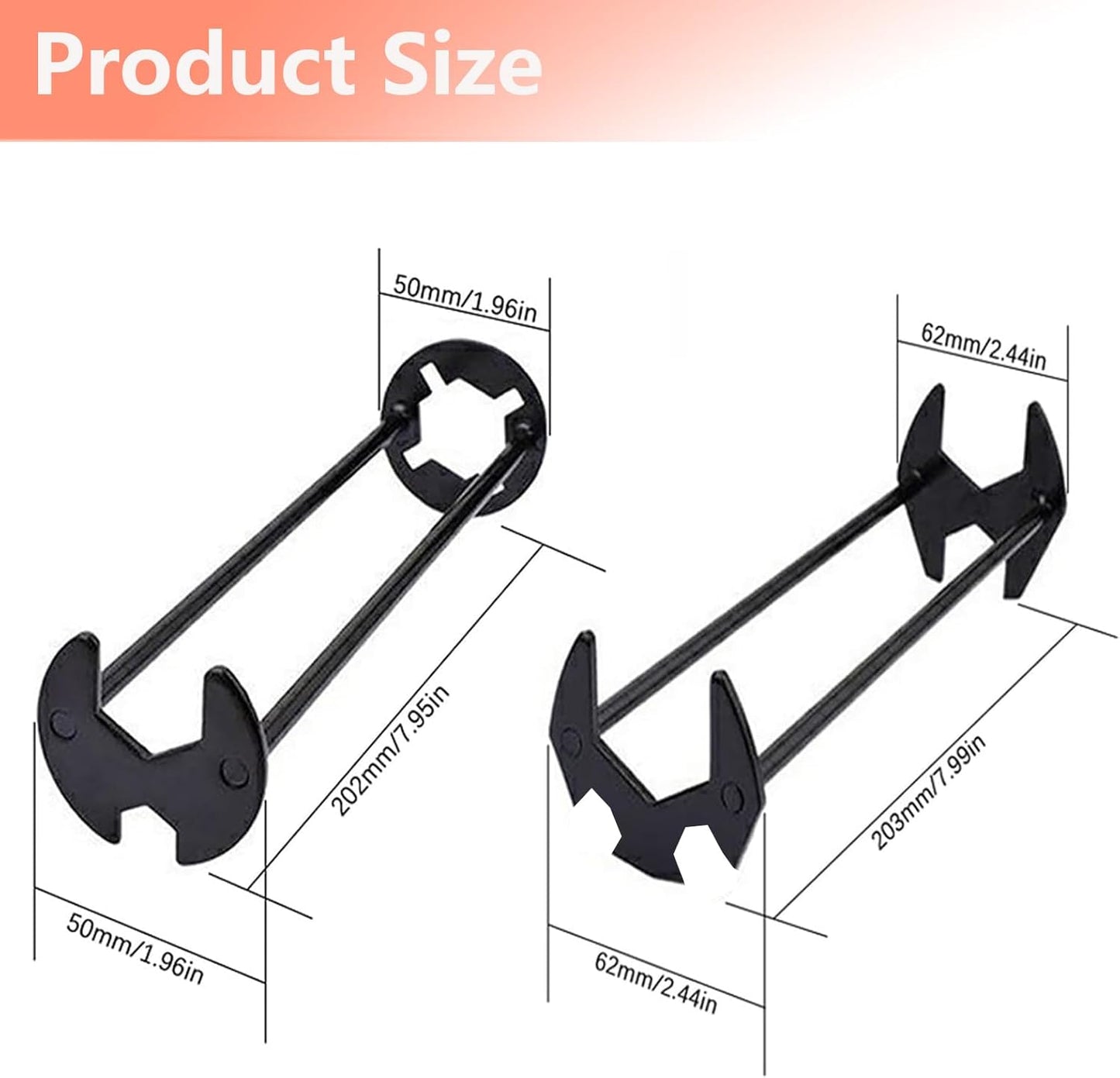 2 Pcs Four-jaw Hex Wrench, Basin Wrench Set,Tight Spaces Maintenance Installation Removal Faucet Tools, for Kitchen Bathroom Screws & Threads, Incompatible for Moen, , MasterFlow, Non-generic