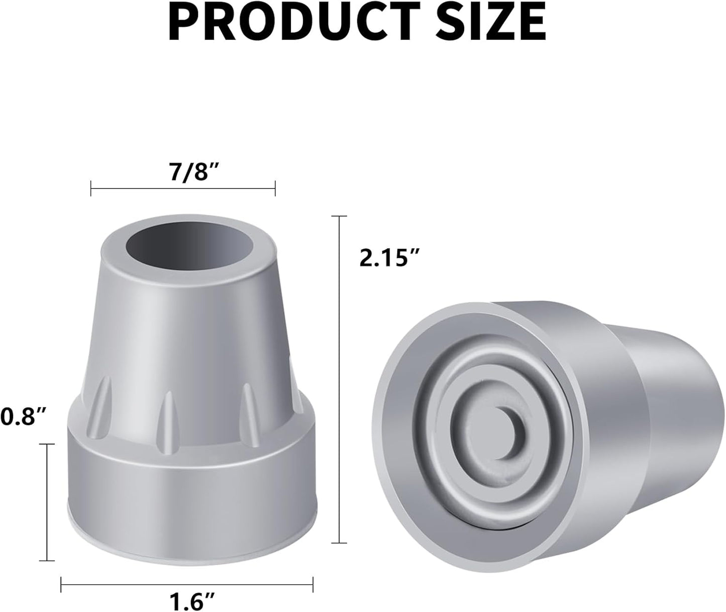 Crutch Tips 7/8 Inch Upgrade Heavy Duty Rubber Crutch Accessories Replacement Rubber Cane Tips, 4-Pack