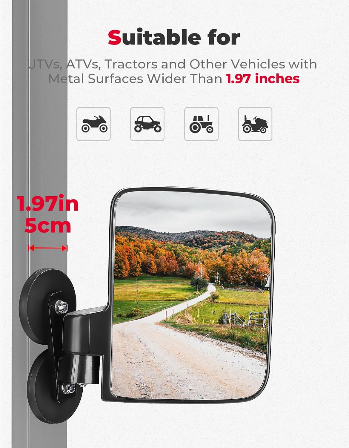 Tractor Magnetic Side Mirrors, 114 Lbs Magnet Rear View Mirror for Equimpent