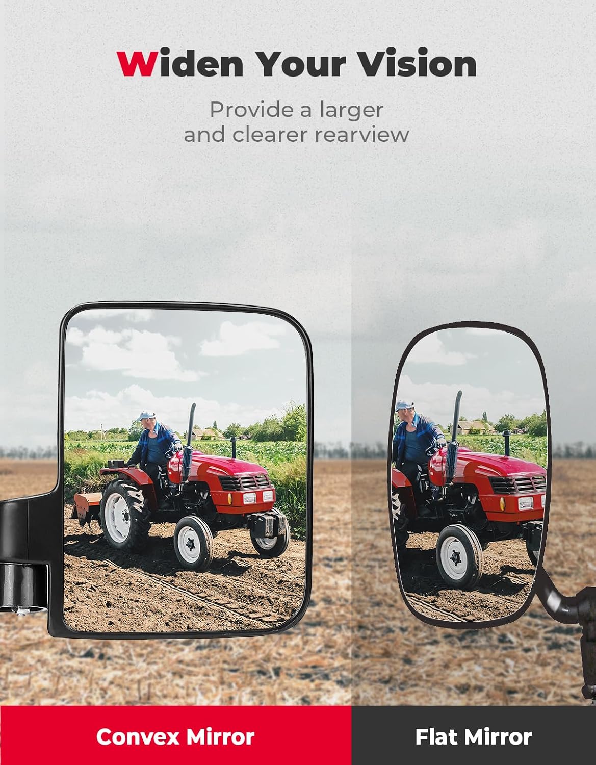 Tractor Magnetic Side Mirrors, 114 Lbs Magnet Rear View Mirror for Equimpent