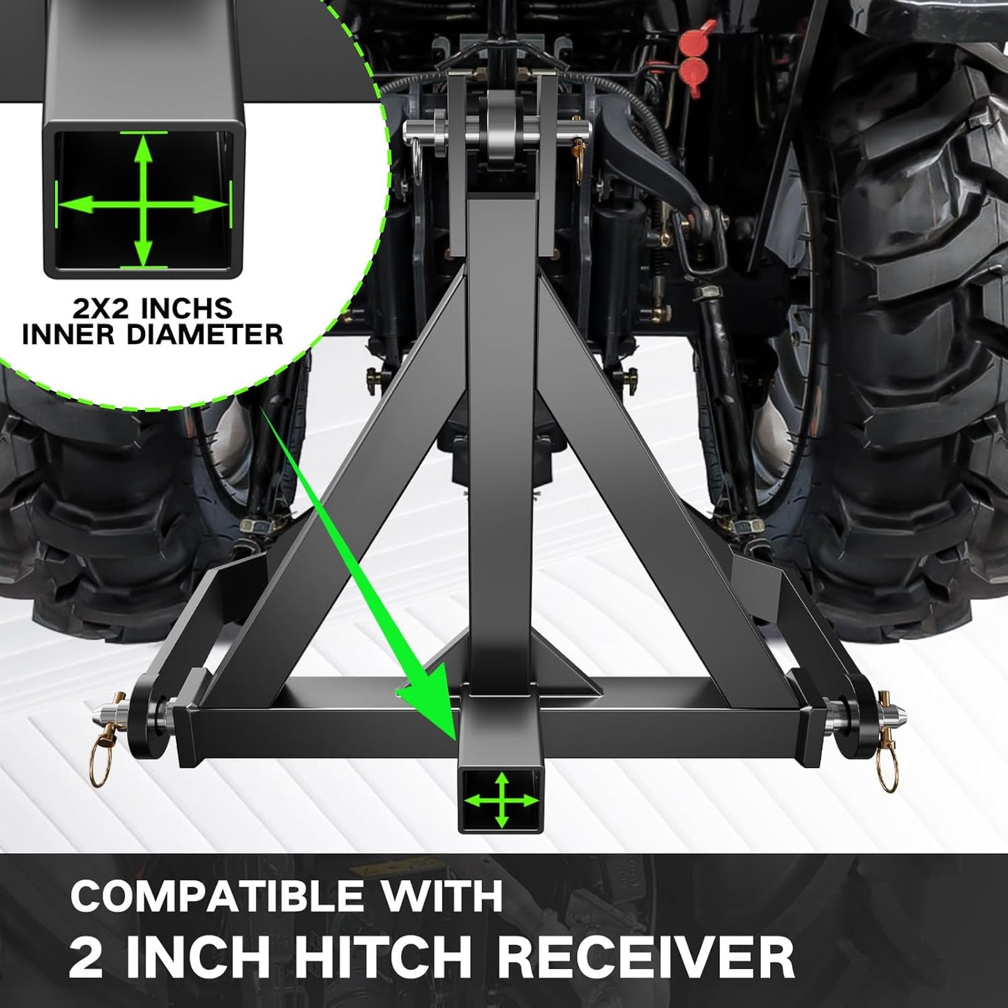 Tow Hitch 2 Inch, 3 Point Trailer Hitch with 2" Receiver, 3 Pt Tractor