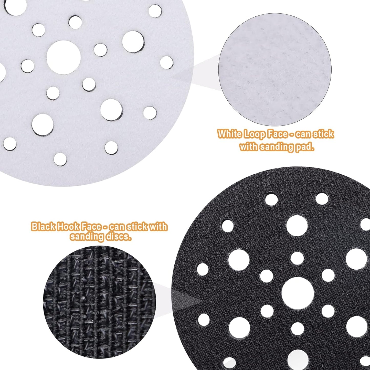 5 Pack Interface Pads, 6 Inch 25 Holes Hook and Loop Soft Density Sponge Cushion Buffer Backing Pad, Foam Sanding Interface Pads for Orbital Sander Automotive Woodworking Polishing