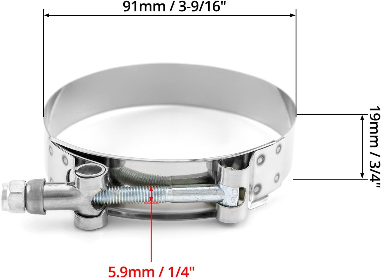 3" T-Bolt Hose Clamp Stainless Steel, Working Range 83mm-91mm for 3" Hose ID, Turbo Intake Intercooler Clamp, 4 Pack