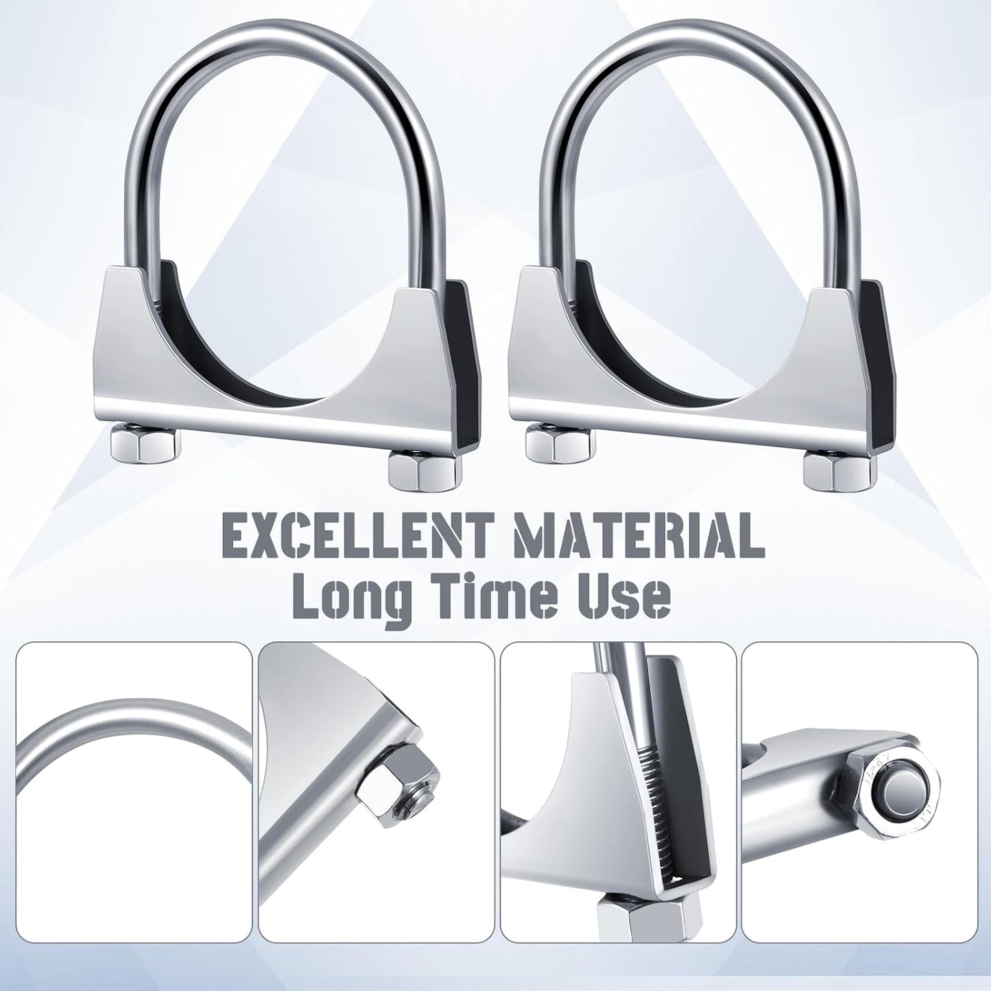 4 Pcs 2-1/2" Exhaust Clamp Heavy Duty U-bolt Exhaust Clamp - Saddle Design Muffler Pipe Connector, Tip Hook Clip, Galvanized Iron, Fits 2.5" Od Pipes