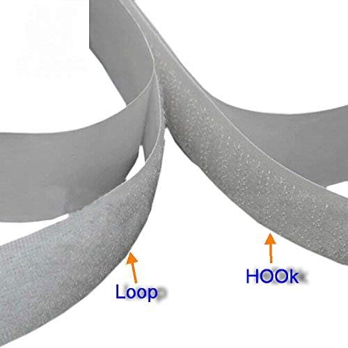 16 Feet Length 0.75 Inches Width Hook and Loop with Strong Self Adhesive Interlocking Strip, Mounting Tape Heavy Duty Adhesion Fastener (White)