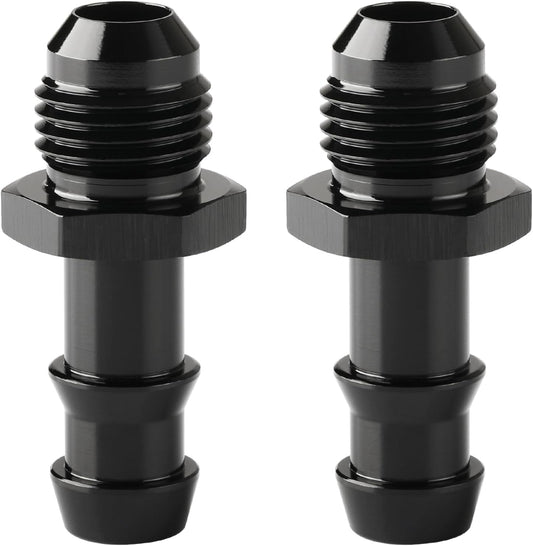 6AN Male Flare to 3/8 Hose Barb Straight Fitting Adapter Aluminum Black