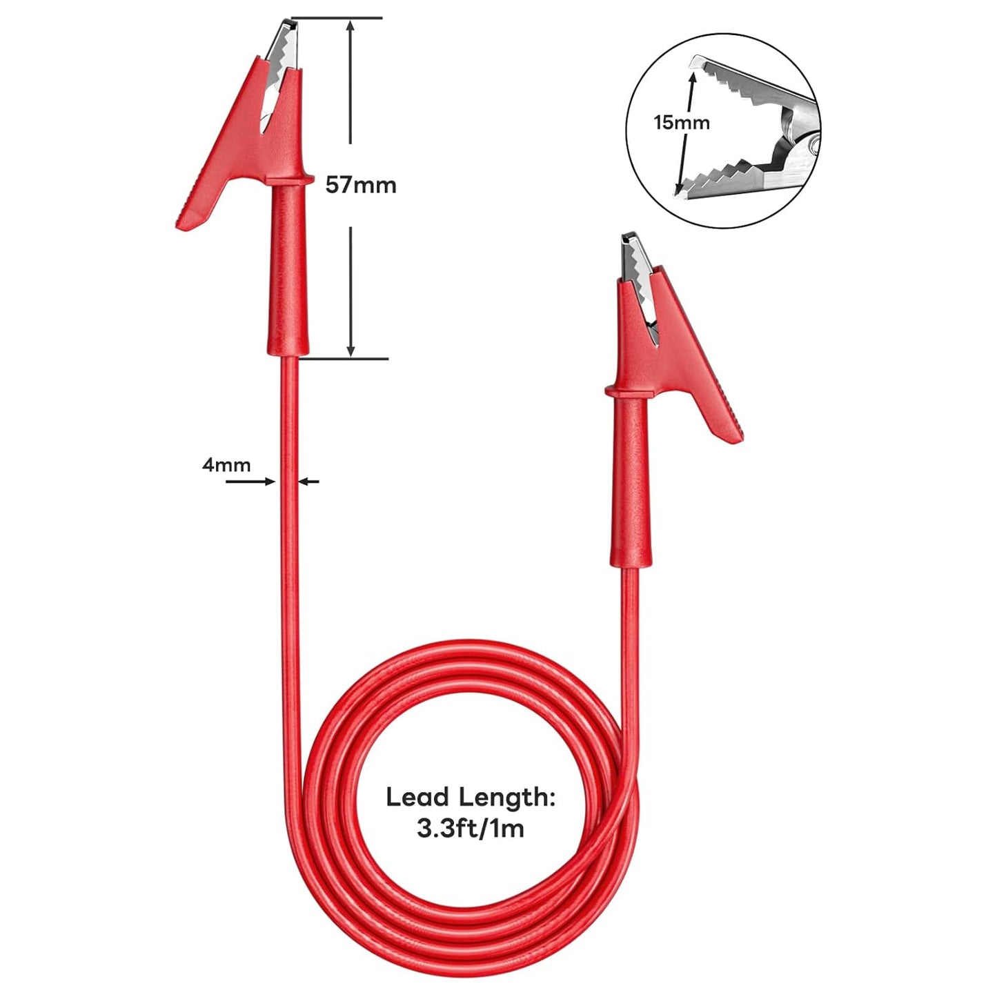 5PCS Alligator Clips Test Leads Dual Ended Crocodile Wire Cable with Insulators Clips Test Flexible Copper Cable for Electrical Testing 3.3ft/1m