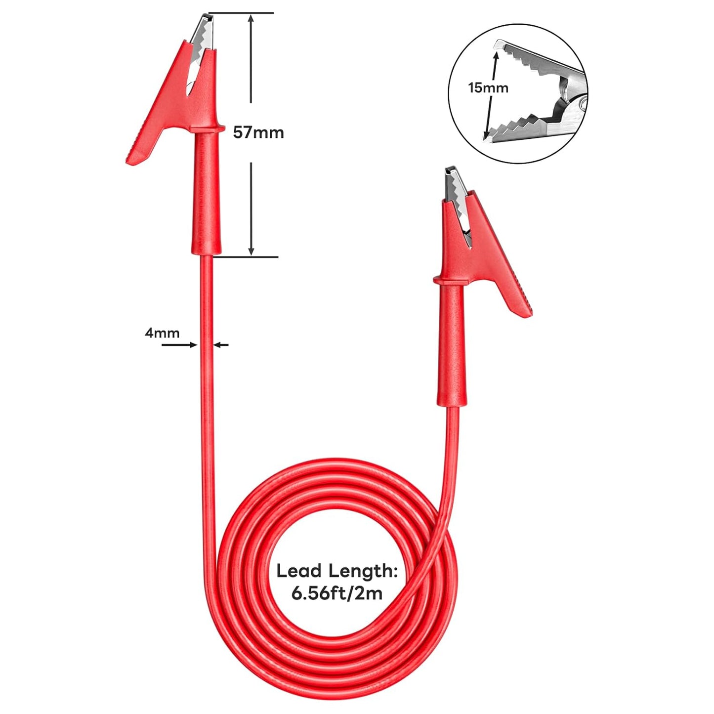 5PCS Alligator Clips Test Leads Dual Ended Crocodile Wire Cable with Insulators Clips Test Flexible Copper Cable for Electrical Testing 6.56ft/2m