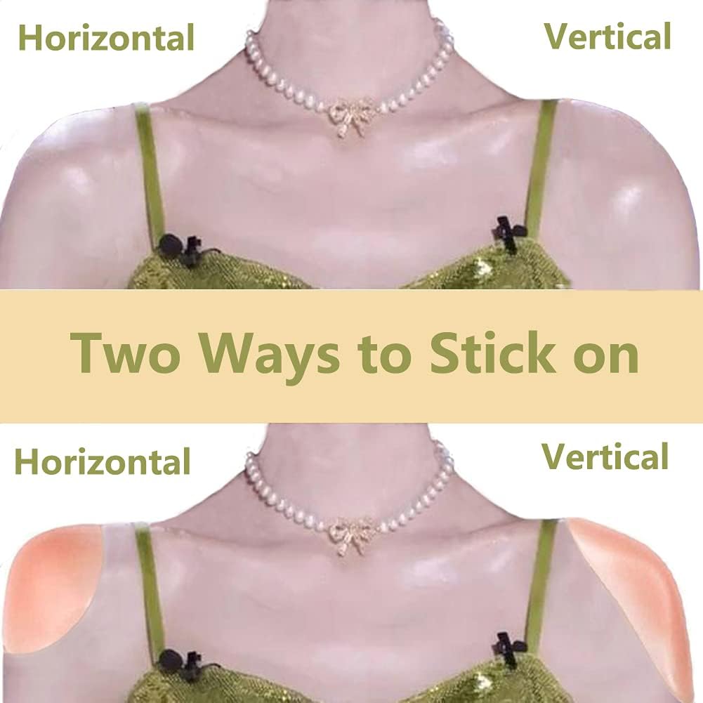 Silicone Shoulder Pads for Womens Clothing, Anti-Slip Shoulder Push-Up Pads Invisible Breathable Enhancer Reusable (2 Pairs (Transparent & Skin)