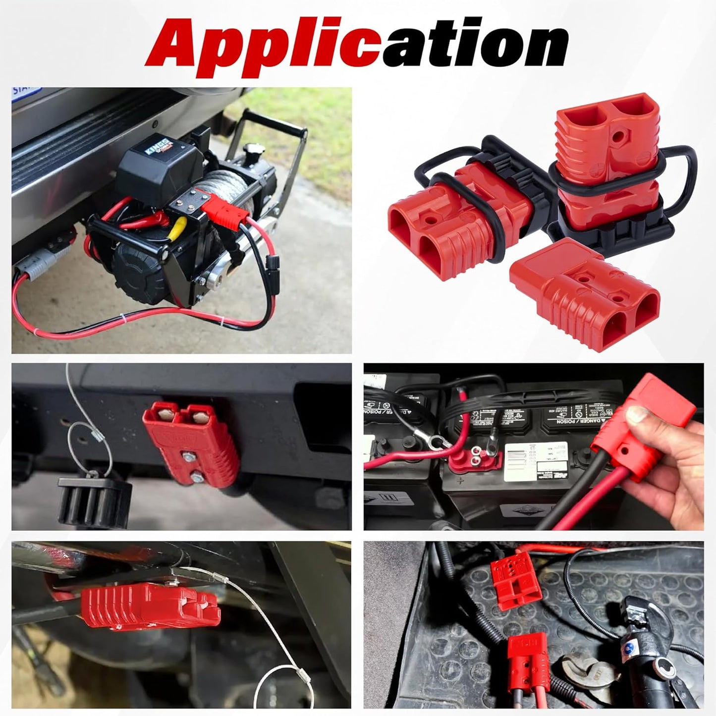 Anderson Connector 2 Pcs, 175 Amp 12v Batteries Quick Connect/Disconnect Plug Kit, Connectors for 1/0 AWG Cables, for Car Bike ATV Winches Lifts Motors More, Red
