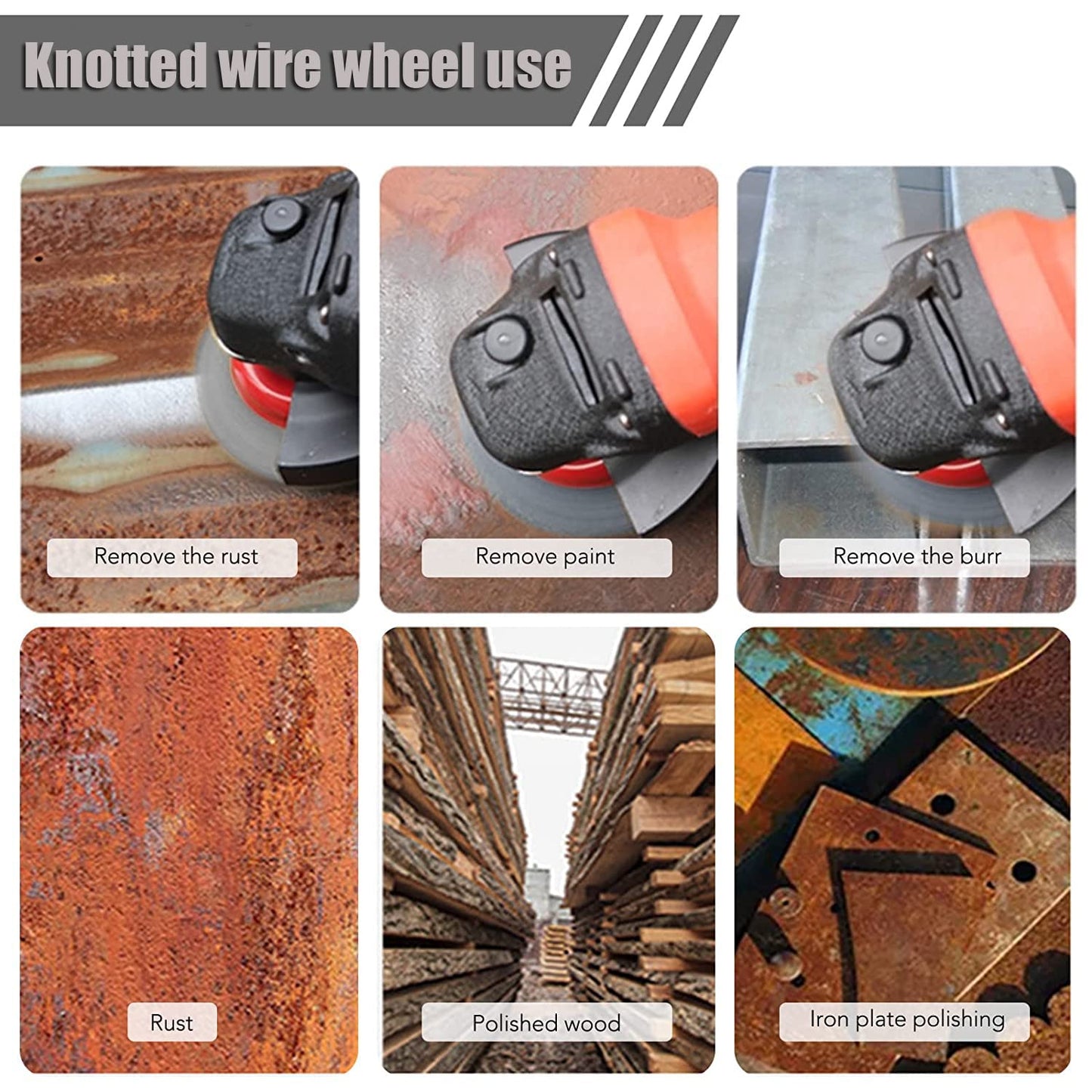 8 Pack 4 Inch Wire Wheels for Angle Grinder, Wire Wheel Brush for 4 1/2 Angle Grinder, Twist Knotted Carbon Steel Wire Wheel with 5/8" Thread Arbor for Removing Rust