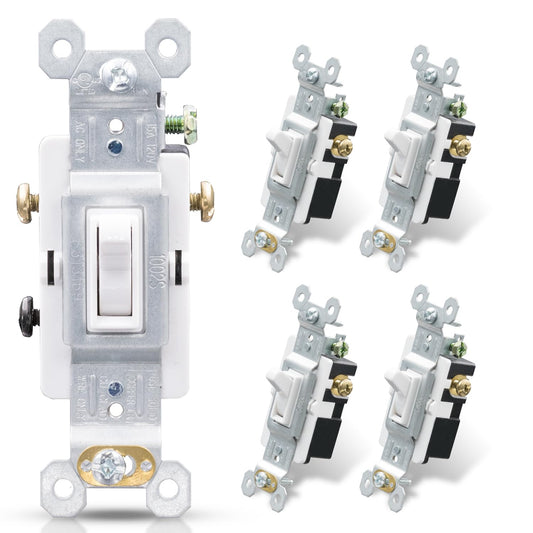 3 Way Toggle Light Switch, 15 Amp, 120 V, Toggle Framed AC Quiet Switch