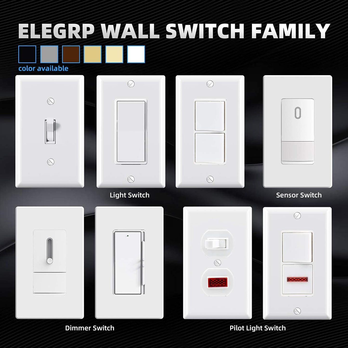 3 Way Toggle Light Switch, 15 Amp, 120 V, Toggle Framed AC Quiet Switch, in Wall On/Off Switch Replacement, Self-Grounding, Residential and Commercial Grade, UL Listed (5 Pack, Glossy White)