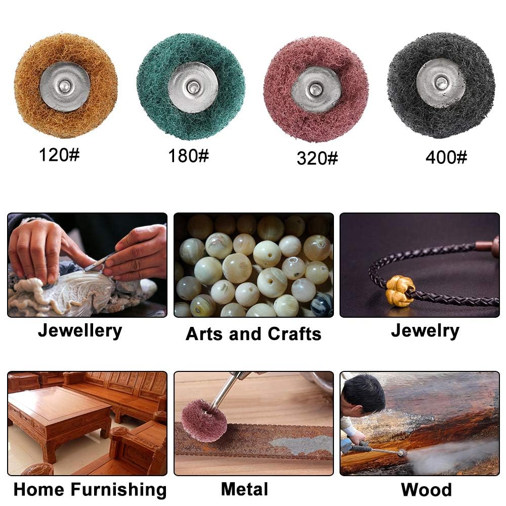 40 Pack 1 inch Abrasive Wheel Buffing Polishing Wheel Set for Rotary Tool - with 1/8" Shank (25mm)