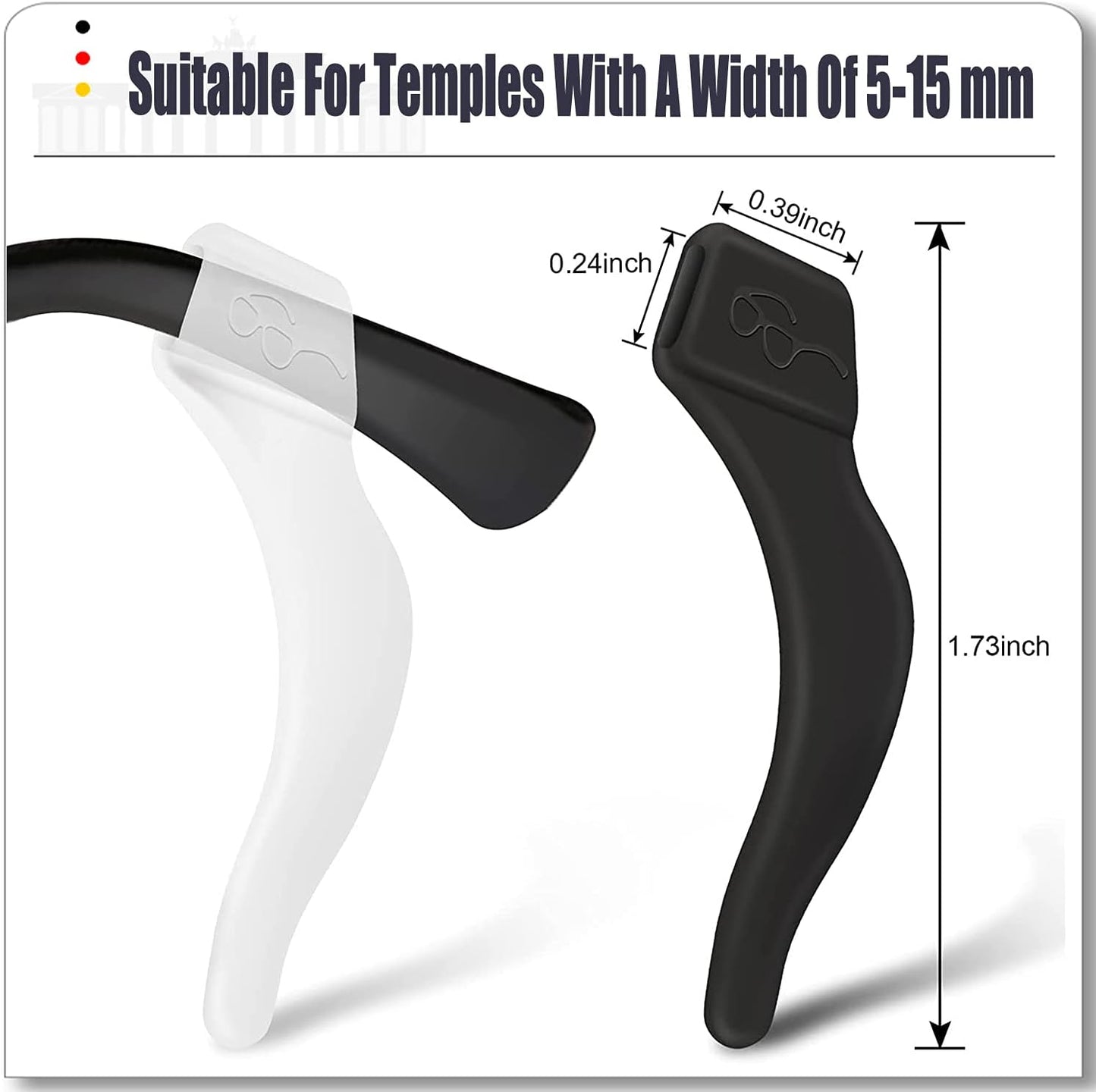 Eyeglass Ear Grips - 21 Pairs Glasses Anti-Slip, Comfortable Silicone Elastic Eyeglasses Temple Tips Sleeve Retainer, Prevent Eyewear Sunglasses Spectacles Glasses Slipping (Black-2)