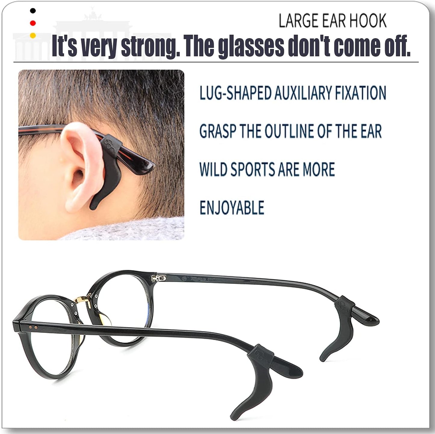 Eyeglass Ear Grips - 21 Pairs Glasses Anti-Slip, Comfortable Silicone Elastic Eyeglasses Temple Tips Sleeve Retainer, Prevent Eyewear Sunglasses Spectacles Glasses Slipping (Black-2)