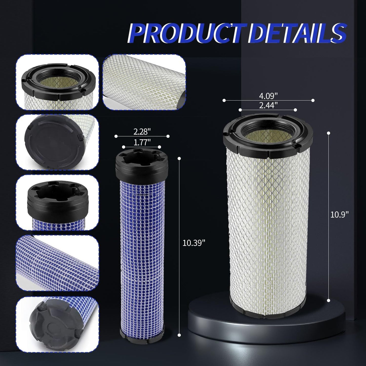 For Kawasaki 11013-7044 & 11013-7045 Inner & Outer Air Filter Cleaners Combo OEM for Donaldson Kohler 25-083-01-S P821575 & P822858