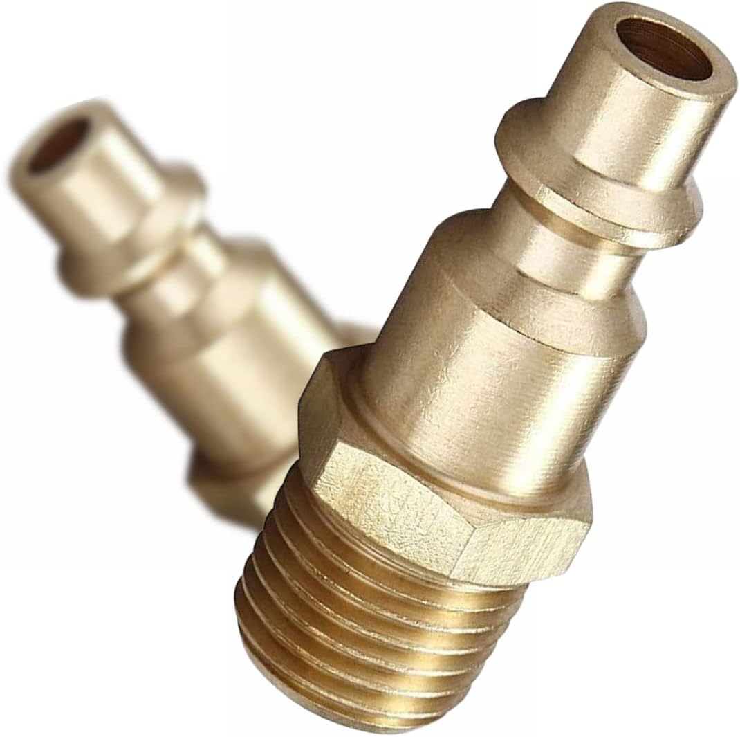 Brass 1/4-Inch NPT Male Industrial Air Hose Quick Connect Adapter, Air Coupler and Plug Kit, Air Compressor Fittings, 10pcs (Male NPT)