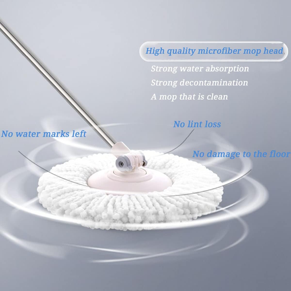 5 PCS Microfiber Replacement Mop Head Spin Mop Head Replacement 5-Pack, Microfiber Refill Heads Universal for 360 Spin Magic Mopping, Round Shape Standard Size White