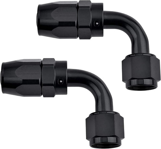 6AN Hose End Fitting 90 Degree Swivel for CPE Braided Hose Black 2PCS