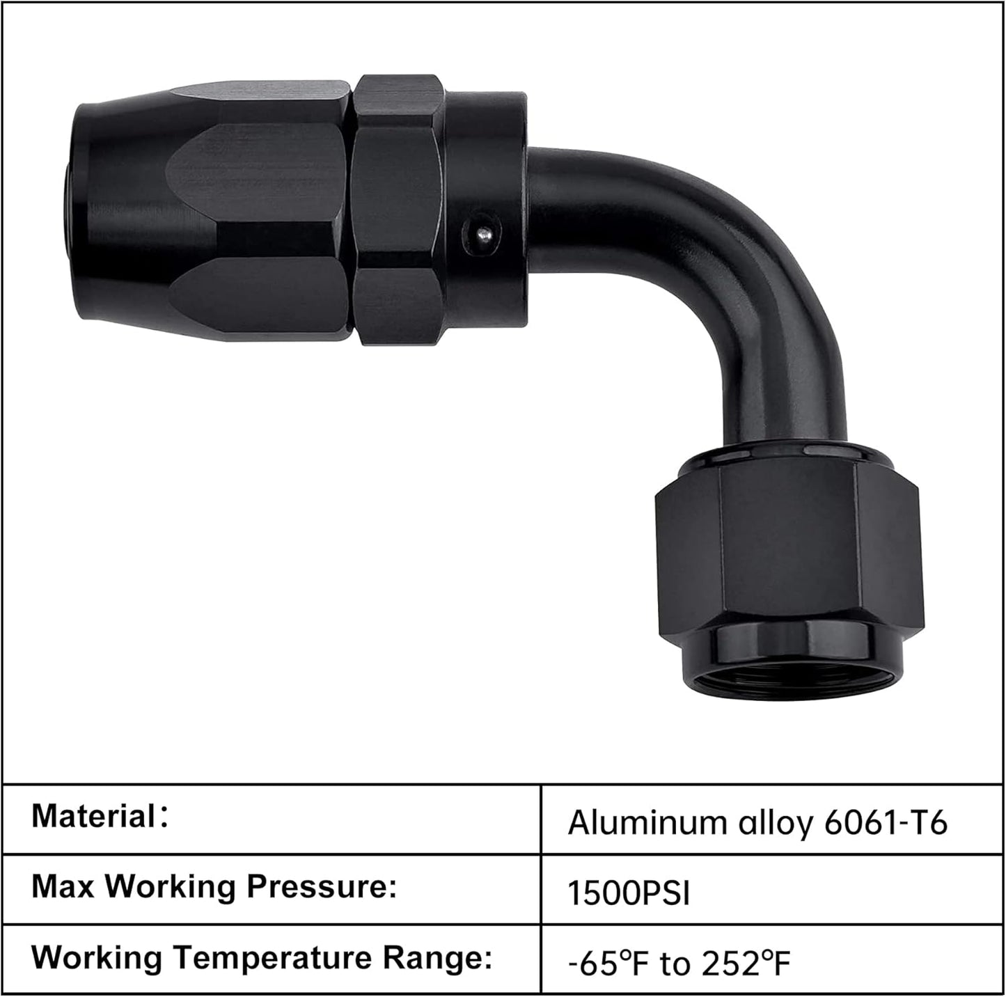 6AN Hose End Fitting 90 Degree Swivel for CPE Braided Hose Black 2PCS