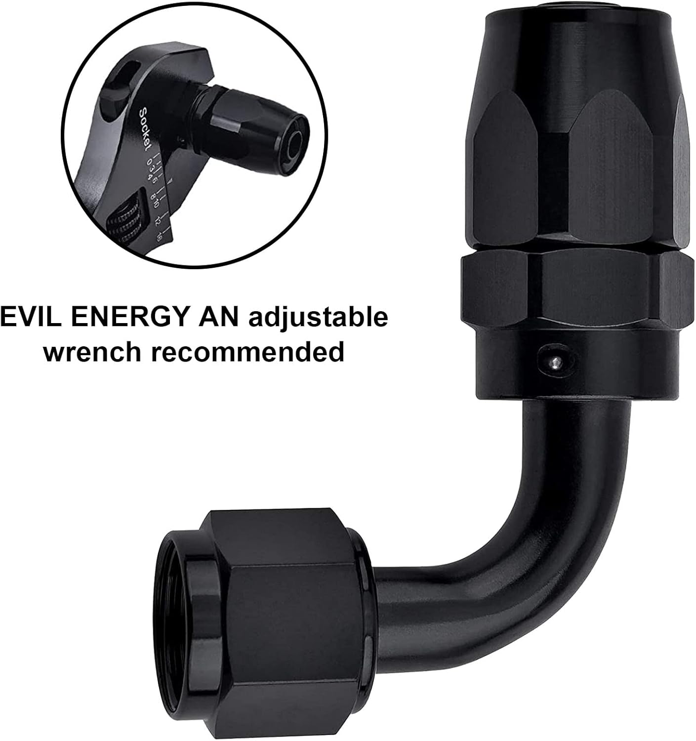 6AN Hose End Fitting 90 Degree Swivel for CPE Braided Hose Black 2PCS