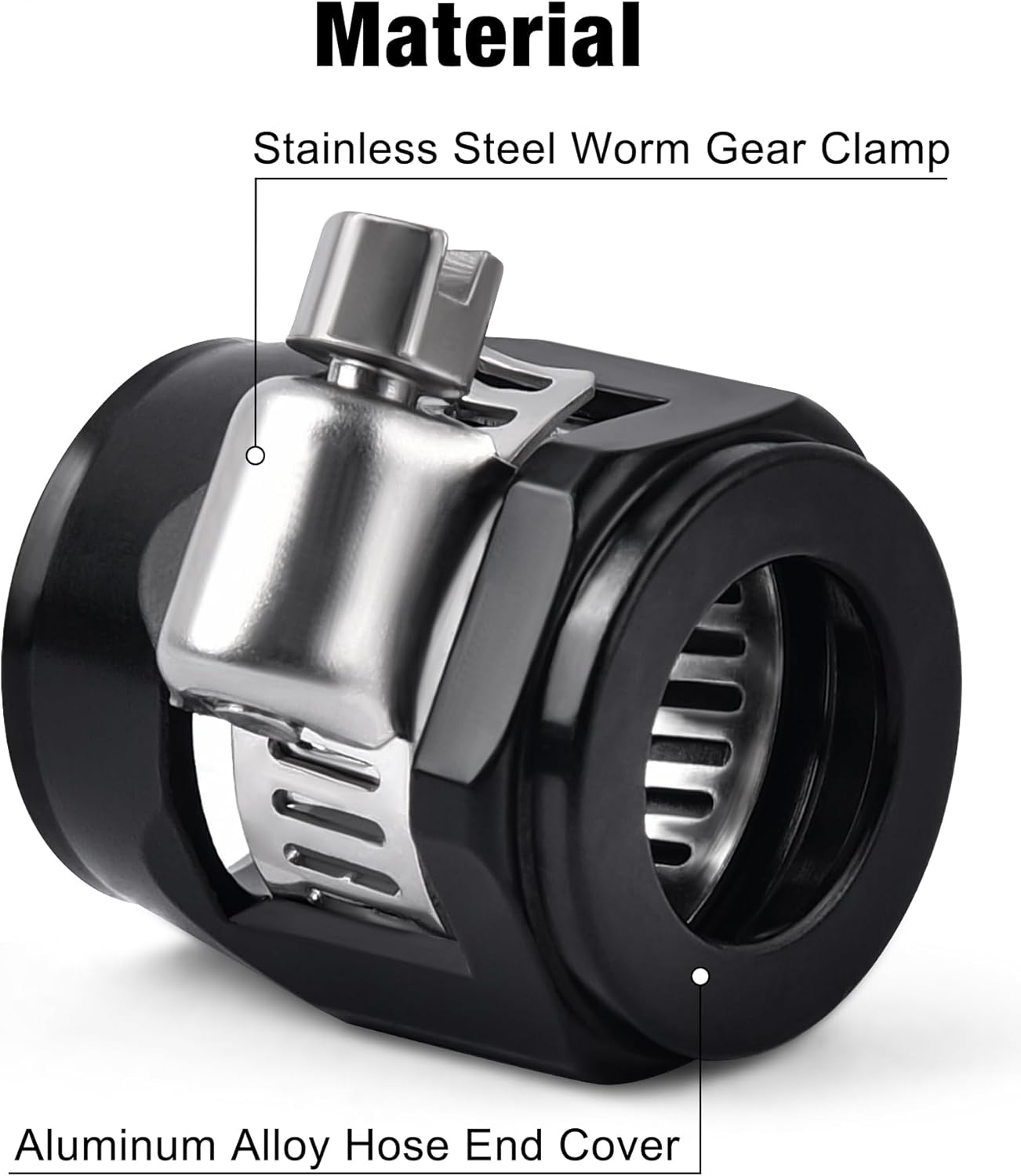 6AN Hose Finisher Clamp Aluminium Black for Stainless Braided Hoses,Rubber Hoses End Finisher