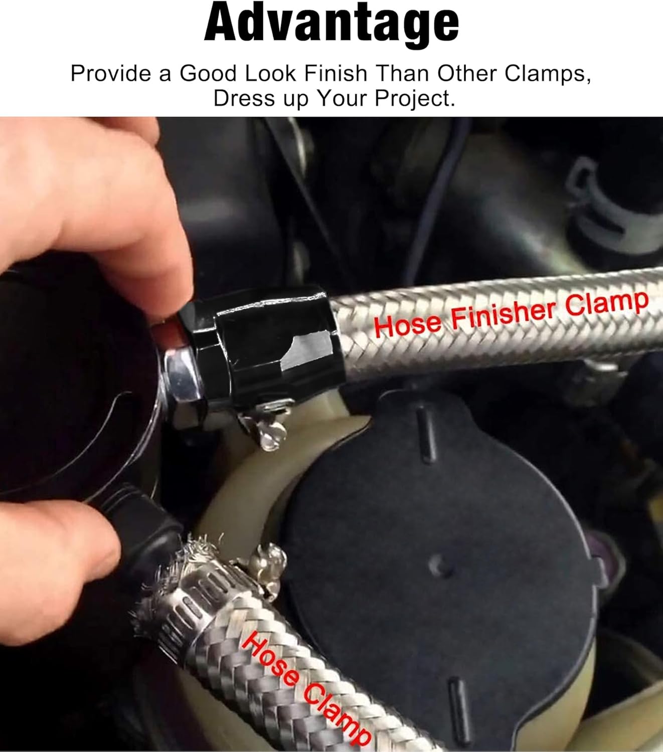 6AN Hose Finisher Clamp Aluminium Black for Stainless Braided Hoses,Rubber Hoses End Finisher