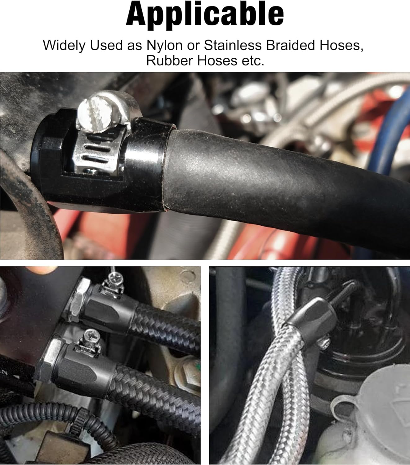 6AN Hose Finisher Clamp Aluminium Black for Stainless Braided Hoses,Rubber Hoses End Finisher