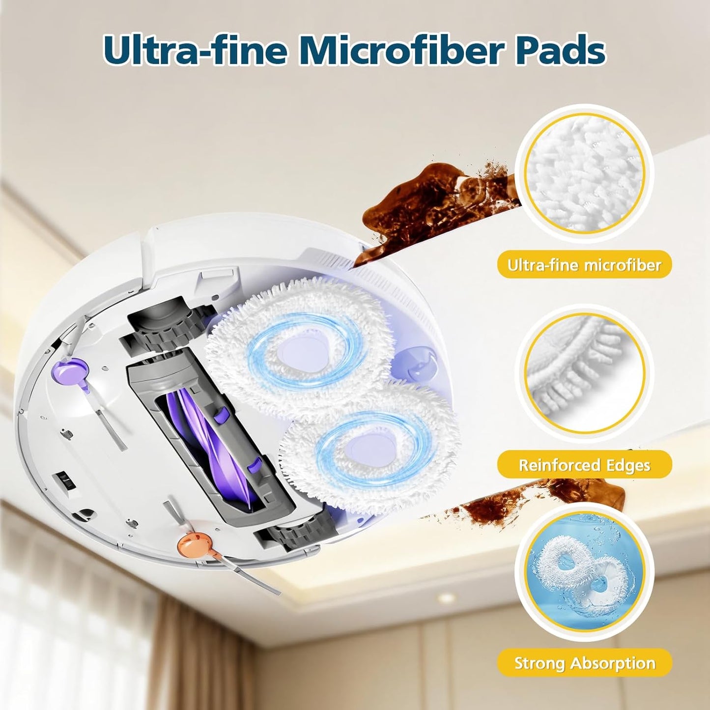 12-Pack Replacement Mop Pads for Narwal Freo, Freo Pro, Freo X Ultra, Z Ultra, Freo Z10 & X10 Pro Robot Vacuum & Mop, Washable Reusable Microfiber Robot Vacuum Mop Pads