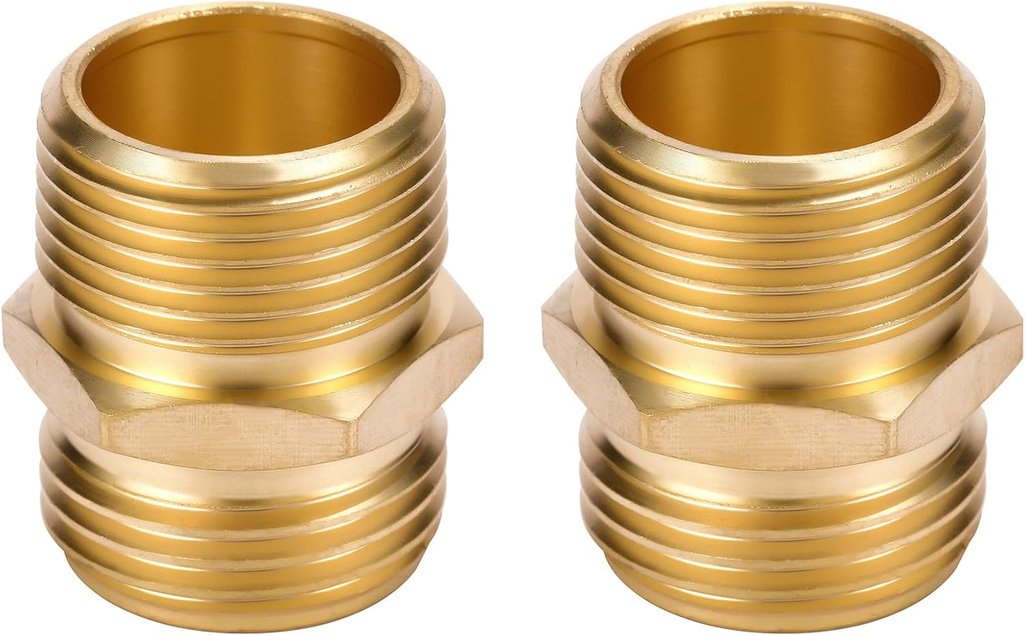 2 Pack 3/4" GHT to 3/4" NPT Male Connector, Brass Garden Hose Fitting, Male Hose Adapter