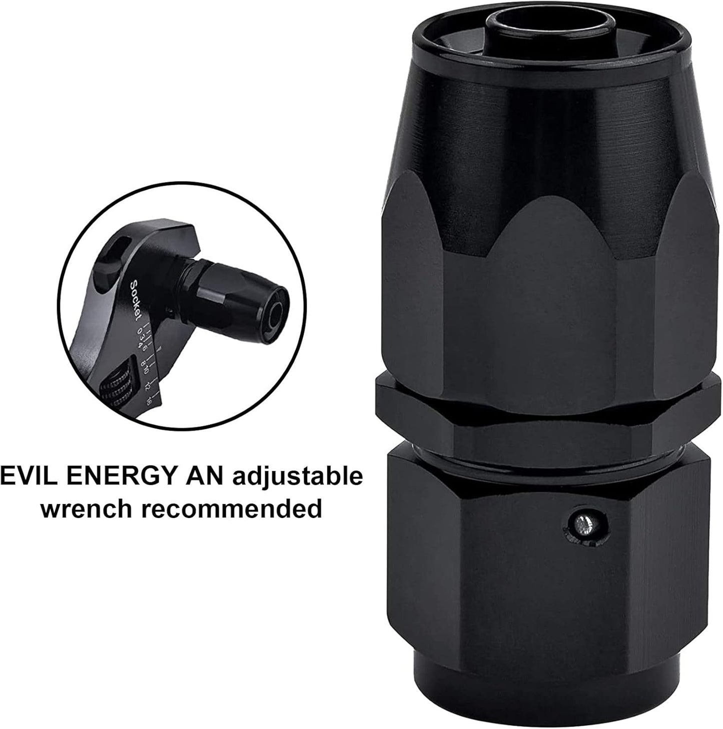 6AN Hose End Fitting Straight Swivel for CPE Braided Hose Black 4PCS