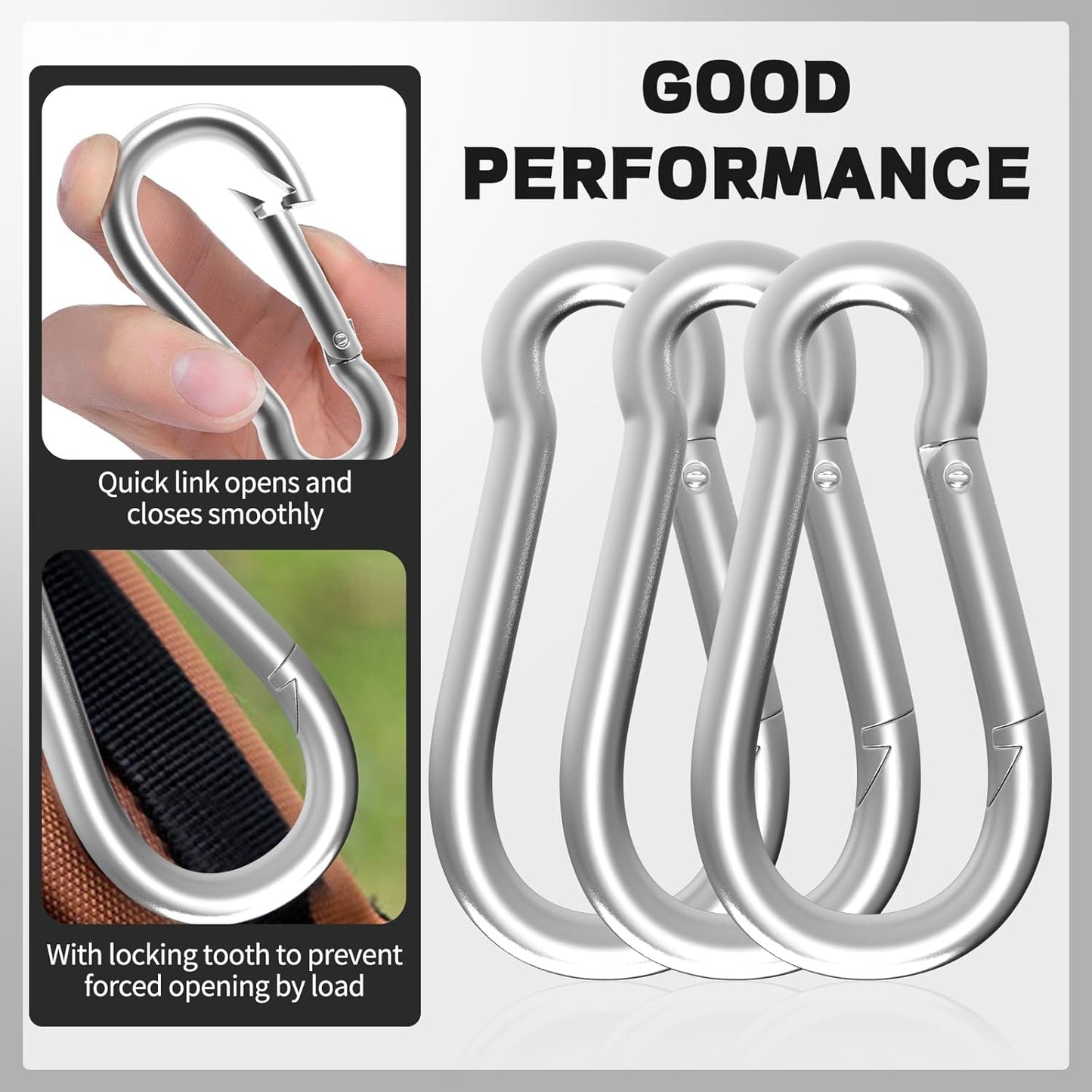 Carabiner, Heavy Duty Galvanized Steel Spring Snap Hook Carabiner
