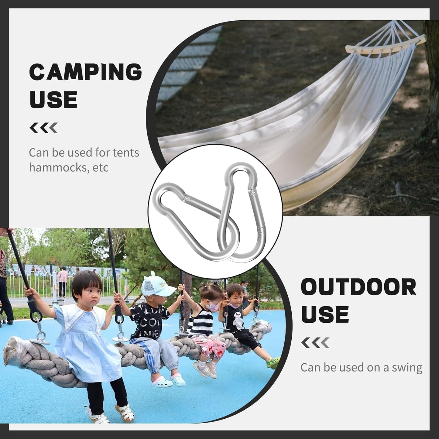 Carabiner, Heavy Duty Galvanized Steel Spring Snap Hook Carabiner