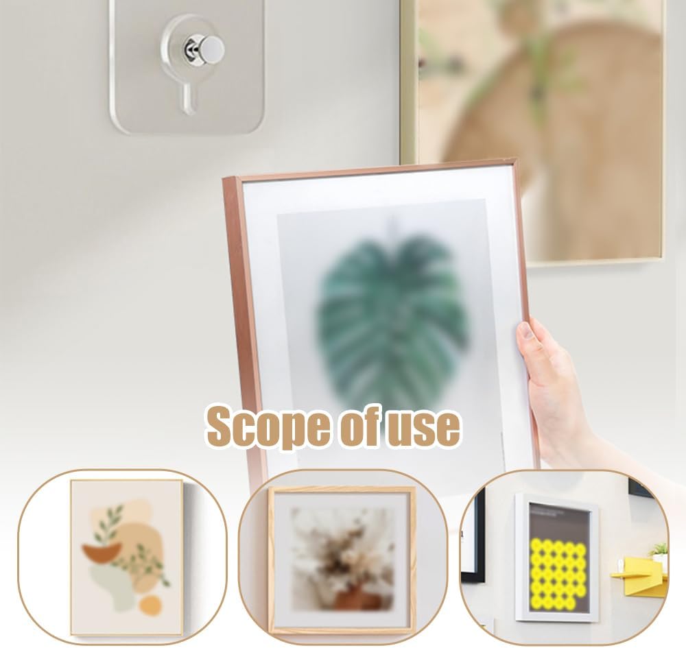 Drill Free Adhesive Hooks, Upgraded Picture Hangers Without Nails