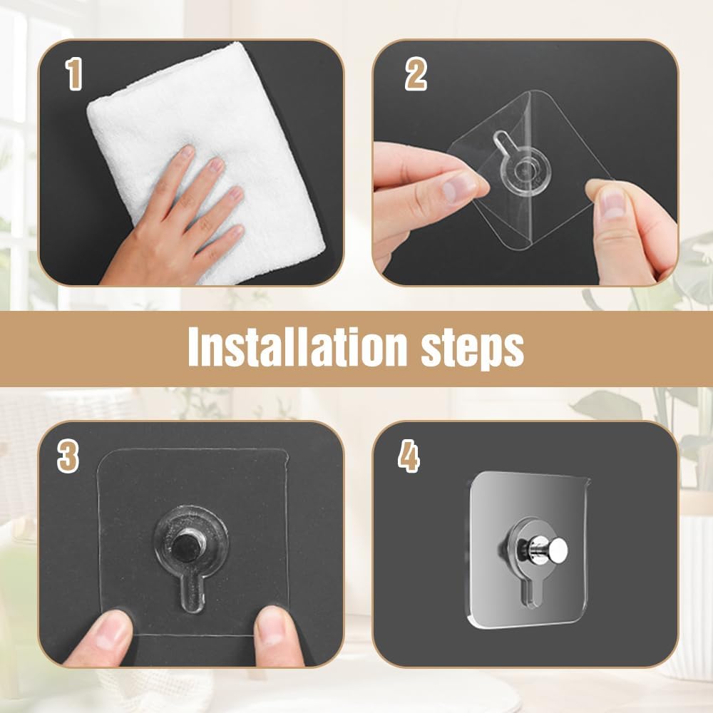 Drill Free Adhesive Hooks, Upgraded Picture Hangers Without Nails
