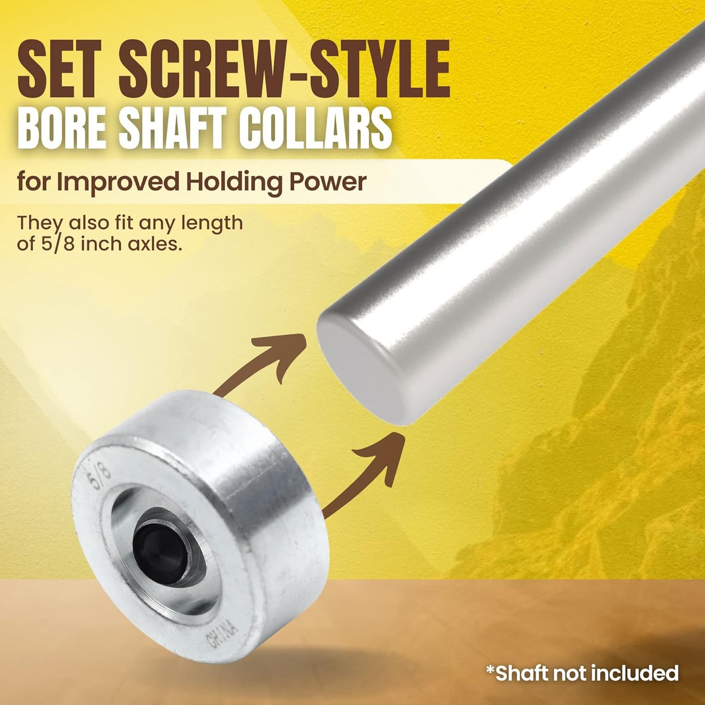 5/8” Bore Solid Steel Shaft Collars with Zinc Plated Coating - Durable