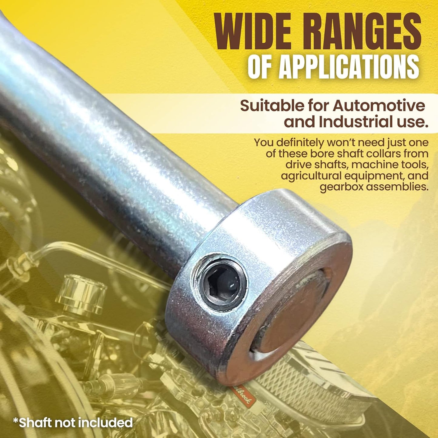 5/8” Bore Solid Steel Shaft Collars with Zinc Plated Coating - Durable